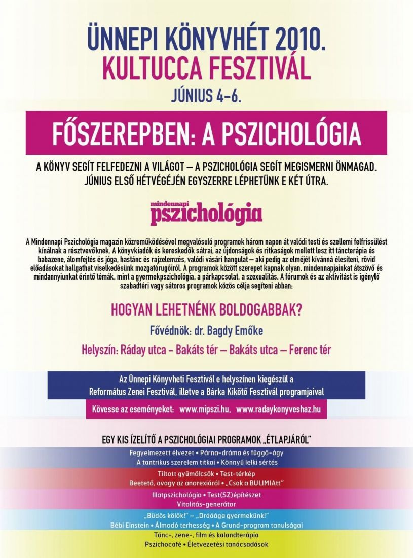 Pszichofesztivál - 10. Ünnepi Könyvheti Fesztivál a Mindennapi Pszichológiával